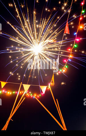 Happy new year Amusement park firework shiny beautiful Stock Photo