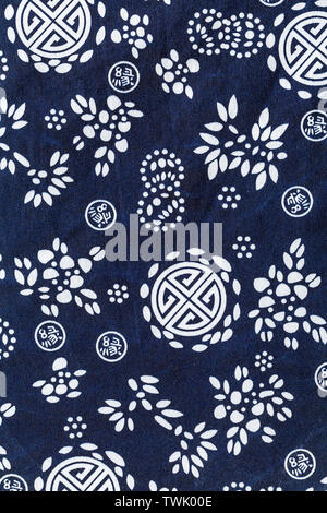 Blue background white print and dyeing cloth pattern texture Stock Photo