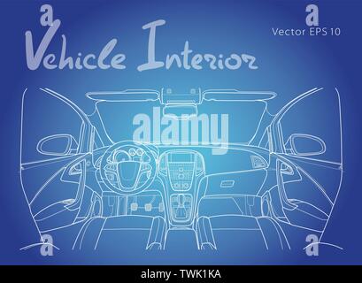 The machine inside. The interior of the vehicle. Vector illustration of ...