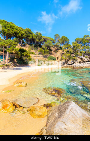 Idyllic sandy Cala Pi beach near Cap Roig, Costa Brava, Spain Stock Photo