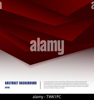 Abstract paper art style layout template. Dark red gradient triangles overlapping realistic shadows on white background luxury concept. You can use ma Stock Vector