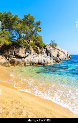 Idyllic sandy Cala Pi beach near Cap Roig, Costa Brava, Spain Stock Photo
