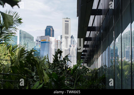 Reflection of skyscrapers in Singapore. Stock Photo