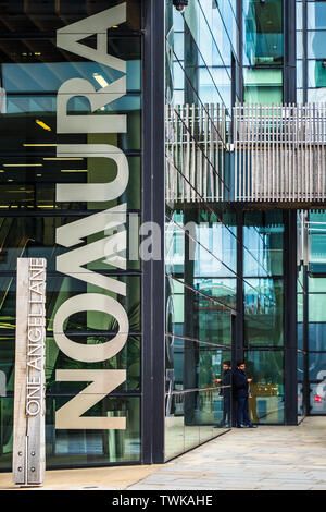 Nomura European HQ Headquarters at One Angel Lane Central London. Opened 2011 Architect Fletcher Priest Architects. Nomura EMEA HQ London. Stock Photo