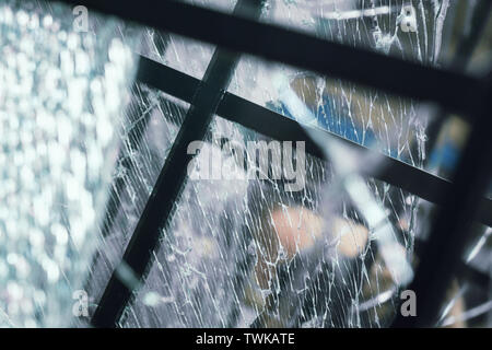 Cracked mirror. Glass for interiors Stock Photo