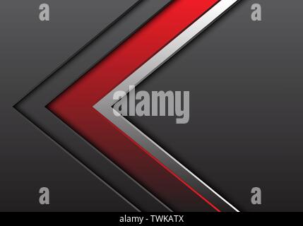 Abstract red silver grey arrow with blank space direction design modern futuristic background vector illustration. Stock Vector