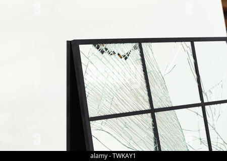 Cracked mirror. Glass for interiors Stock Photo