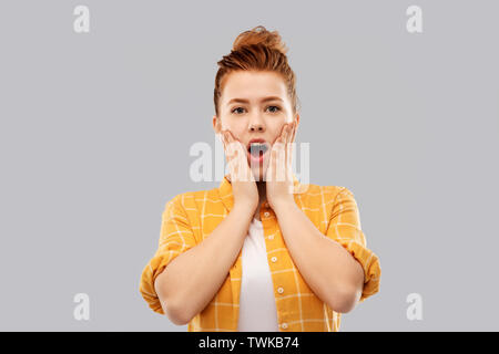 shocked teenage girl in with open mouth Stock Photo