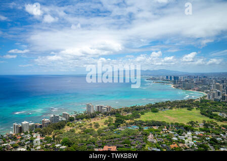 Aerial view of honolulu in Oahu, Hawaii, US Stock Photo