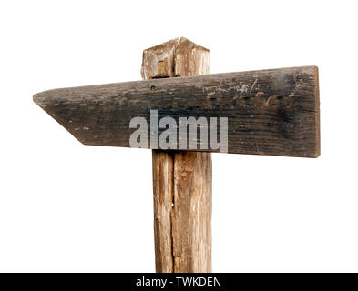 Old wooden sign isolated on white Stock Photo