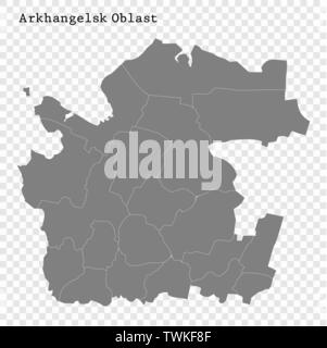 High Quality Map Of Arkhangelsk Oblast Is A Region Of Russia With Borders Of The Districts Twkf8f 