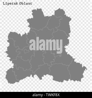 High Quality map of Lipetsk Oblast is a region of Russia with borders of the districts Stock Vector
