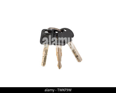 Car key manual group hook together, isolated on white background Stock Photo