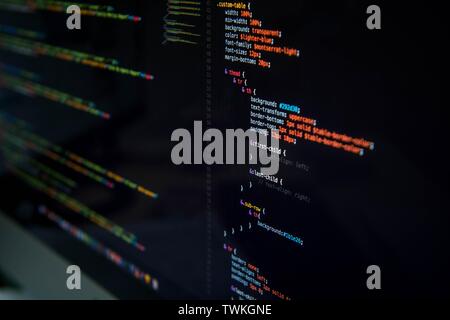 Screen with html and css coding on it Stock Photo