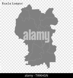 High Quality Map Of Kuala Lumpur Is A State Of Malaysia With Borders Of The Districts Stock Vector Image Art Alamy