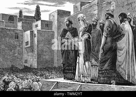Ezra reading the law, Book of Ezra, Old Testament, Hebrew Tanakh Stock ...