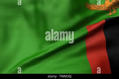 3D Illustration of Zambia Flag Stock Photo