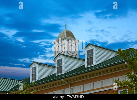 Cupola and Dormers on roof under blue hour skies Stock Photo