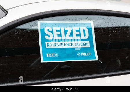Uninsured car seized by police on display outside New ...