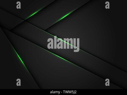 Abstract green light dark grey metallic overlap design modern futuristic technology background vector illustration. Stock Vector