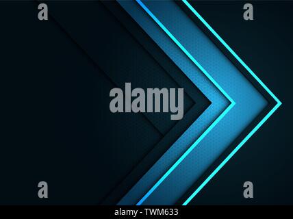 Abstract blue arrow direction on grey with hexagon mesh pattern design modern futuristic background vector illustration. Stock Vector