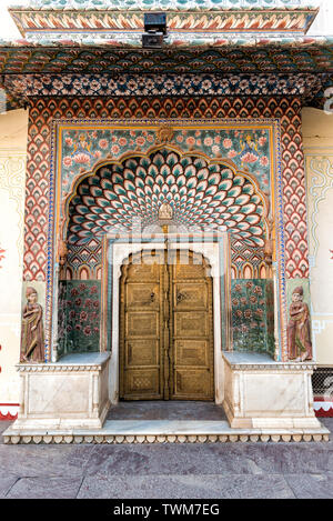 Peacock Gate of City Palace of Jaipur Stock Photo