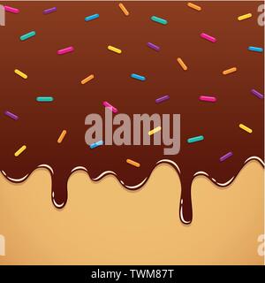 sweet melting chocolate icing with colorful sprinkles vector illustration EPS10 Stock Vector