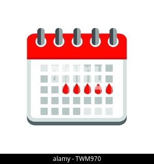 menstruation calendar red signs of menstrual cycle vector illustration EPS10 Stock Vector