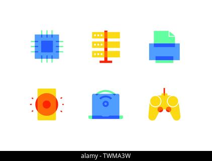 Technology concept - flat design style icons set Stock Vector