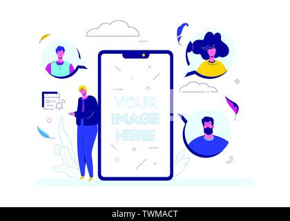 Online meeting - flat design style colorful illustration Stock Vector