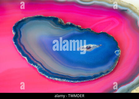 blue agate on a pink agate Stock Photo