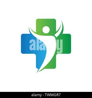 Human medical cross logo healthy care logo design vector Stock Vector