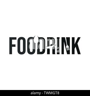 Food and drink word marks typography negative space logo design vector Stock Vector