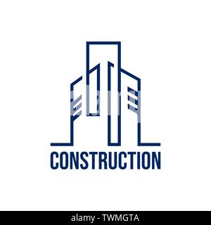 Outline construction real estate building company logo vector design Stock Vector