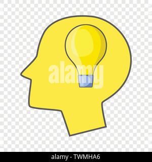 Burning light bulb in human head icon Stock Vector