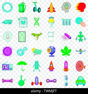 Atom icons set, cartoon style Stock Vector