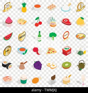 Fruit icons set, isometric style Stock Vector
