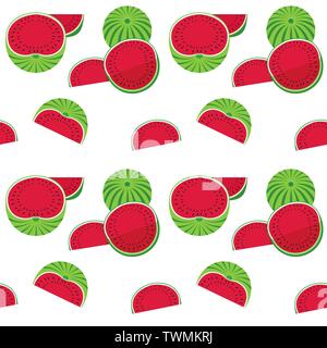 Hand drawn watermelons seamless flat color vector pattern Stock Vector