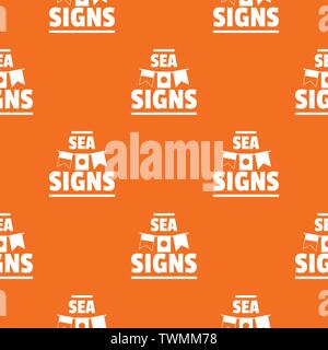 Sea signs pattern vector orange Stock Vector