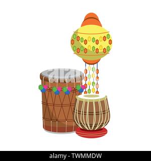 Indian tabla drums and paper light Stock Vector