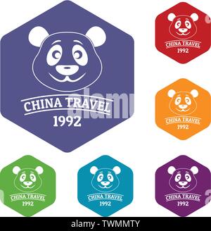 China animal icons vector hexahedron Stock Vector