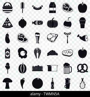 Dinner icons set, simle style Stock Vector