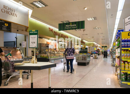 Morrisons Supermarket, Gibraltar.  Only store outside the UK with supplies delivered by 18 trucks taking 3 days for the journey. Stock Photo