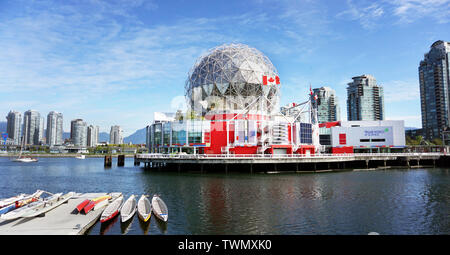 Vancover, British Columbia, Canada - May 7,2019 - Downtown Vancover showing the Telus Science Center sometimes call Science World which was open in 19 Stock Photo