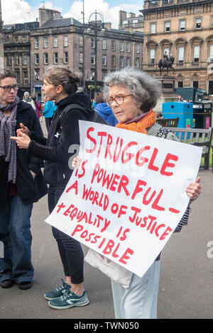 Glasgow, Scotland, UK. 21st June 2019. Young people protesting against  Climate change at George Square in Glasgow. Stock Photo