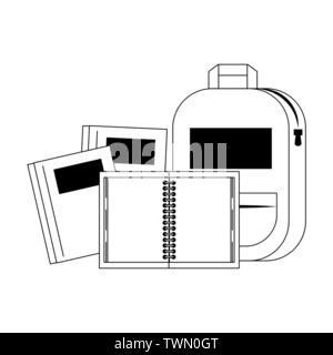 Back to school education cartoons in black and white Stock Vector