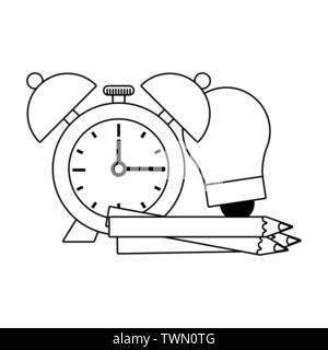 Back to school education cartoons in black and white Stock Vector