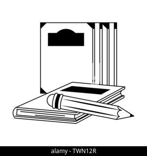 Books knowledge and education cartoons in black and white Stock Vector