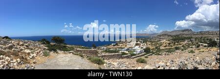 A beautiful bay in Pefkos on the Greek Island of Rhodes Stock Photo