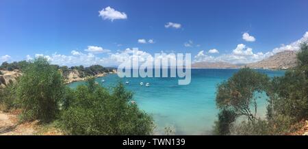 A beautiful bay in Pefkos on the Greek Island of Rhodes Stock Photo